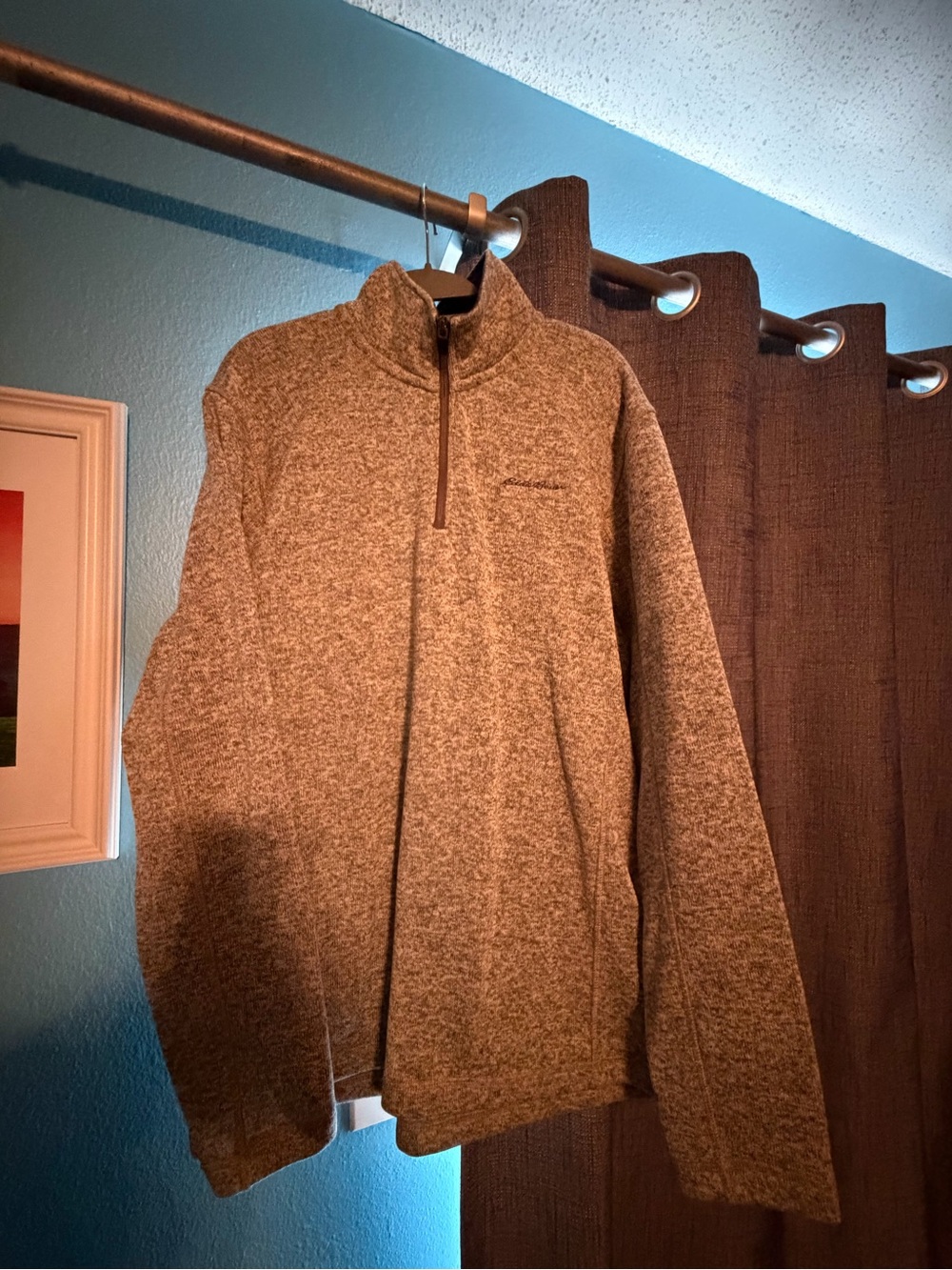 Eddie Bauer Quarter-Zip Fleece Pullover Sweater.